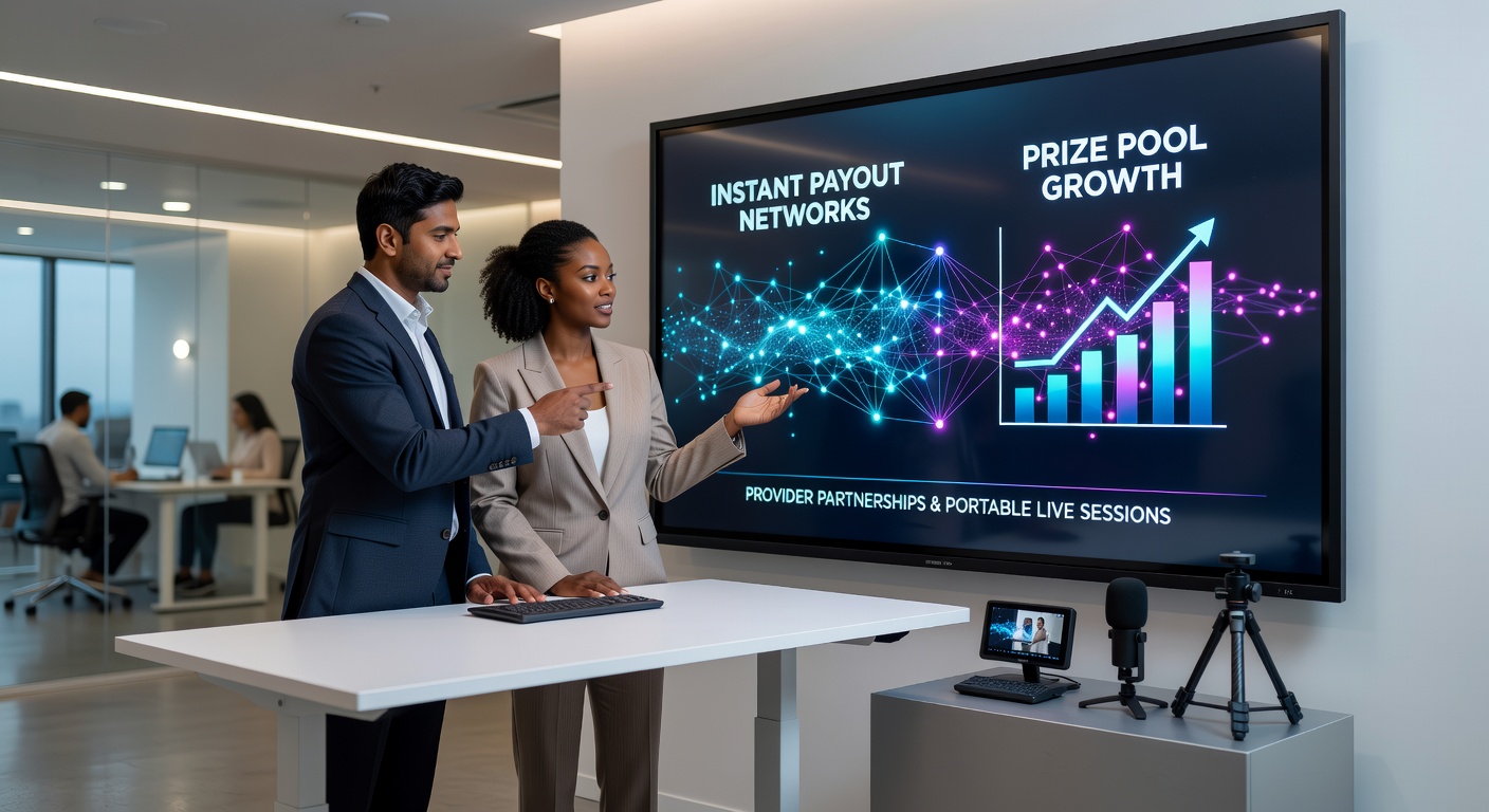 Darstellung von Anbieterpartnerschaften bei Instant-Auszahlungen und Preispool-Wachstum in mobilen Live-Sessions