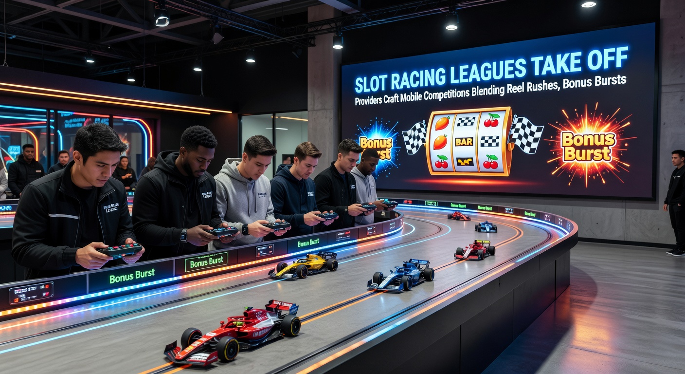 Mobile Leaderboard eines Slot-Racing-Turniers mit Echtzeit-Punkteständen und Bonus-Animationen